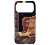 Carcasa para iPhone 17 Pro MAX Sleepy Capybara Book Lover Noche Biblioteca Luna