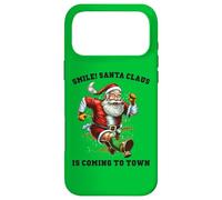 Carcasa para iPhone 17 Pro MAX Smile Santa Claus llega a la Ciudad Funny Xmas Santa Flying