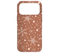 Carcasa para iPhone 17 Pro MAX Snowflakes Taupe Pattern Winter Christmas Holidays Snow