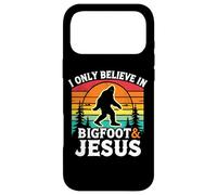 Carcasa para iPhone 17 Pro MAX Solo Creo en el Divertido Dios Retro de Bigfoot y Jesús, Sasquatch