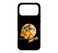 Carcasa para iPhone 17 Pro MAX Sombrero de Bruja Golden Retriever Jack O Lantern Moon Broomstick