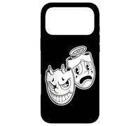 Carcasa para iPhone 17 Pro MAX Sonríe Ahora Llorar Más Tarde Ángel Diablo Feliz Triste Vintage Cartoon