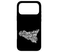 Carcasa para iPhone 17 Pro MAX Souvenir Sicilia con Mapa e Nomi città siciliane Italia