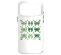 Carcasa para iPhone 17 Pro MAX St Patrick’s Day Green Shamrock Bow Coquette St Patricks Day