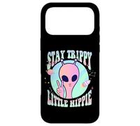 Carcasa para iPhone 17 Pro MAX Stay Trippy Little Hippie Art Signo de Paz Mano OVNI Alien
