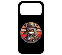 Carcasa para iPhone 17 Pro MAX Steampunk Cat Retro Sunset Gafas, Sombrero y Relojes