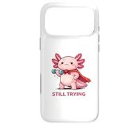 Carcasa para iPhone 17 Pro MAX Still Trying | Cute Superhero Axolotl Gym Motivación