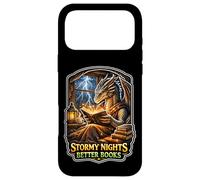 Carcasa para iPhone 17 Pro MAX Stormy Night Cozy Dragon Reading Fantasía Criatura