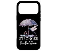 Carcasa para iPhone 17 Pro MAX Stronger Than The Storm Psalm 93 God Purple Dragonfly Bible
