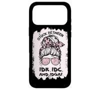 Carcasa para iPhone 17 Pro MAX Stuck Between IDK IDC and Idgaf Messy Bun Sunglasses