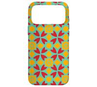 Carcasa para iPhone 17 Pro MAX Teal Red Saffron Yellow Flower Batik Folk Art Deco Pattern