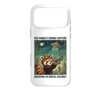 Carcasa para iPhone 17 Pro MAX Telescopio cósmico de astrónomo Panda Rojo Divertido Amante del Espacio