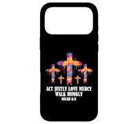 Carcasa para iPhone 17 Pro MAX Tie Dye Miqueas 6 8 Acto Justly Biblia Pascua Cristo Fe Cruz