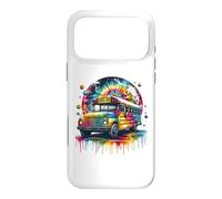 Carcasa para iPhone 17 Pro MAX Tie Dye School Bus Art Psychedelic Retro Colors Futuristic