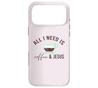 Carcasa para iPhone 17 Pro MAX Todo LO Que Necesito ES CAFÉ & JESÚS Divertido Meme Cristiano con cafeína