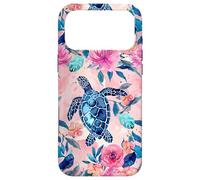 Carcasa para iPhone 17 Pro MAX Tortugas Marinas Rosas y Azules de Tropical Bliss con Estampado Floral