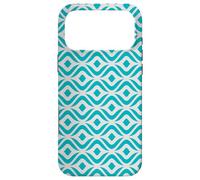 Carcasa para iPhone 17 Pro MAX Turquoise Blue Aqua Round Smooth Wavy Rhombuses Pattern