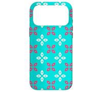 Carcasa para iPhone 17 Pro MAX Turquoise Blue Red Leaf Petal Cross Bloom Geometric Pattern