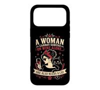 Carcasa para iPhone 17 Pro MAX Una Mujer no Puede Sobrevivir Solo con Vino Ella también Necesita un Gato