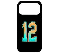 Carcasa para iPhone 17 Pro MAX Uniforme de Jugador número 12, Color Verde Menta, Verde Azulado, Naranja, número 12