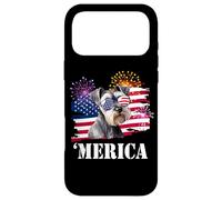 Carcasa para iPhone 17 Pro MAX USA American Flag Merica 4th July Miniature Schnauzer Lover