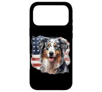 Carcasa para iPhone 17 Pro MAX USA Flag 4th July Patriotic American Blue Merle Aussie Lover