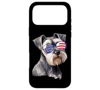 Carcasa para iPhone 17 Pro MAX USA Flag Sunglasses 4th July American Miniature Schnauzer