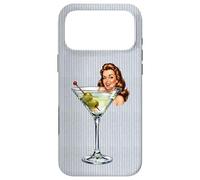 Carcasa para iPhone 17 Pro MAX Vaso de Martini Retro, Aceitunas y Chica Pin up