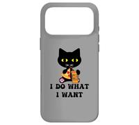 Carcasa para iPhone 17 Pro MAX Vintage Black Cat Pizza Café I Do What I Want Funny My Cat