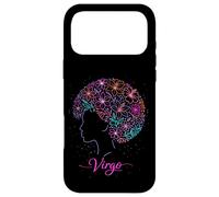 Carcasa para iPhone 17 Pro MAX Virgo Floral Afro Negro Melanina Signo del Zodiaco Astrología