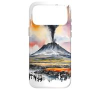 Carcasa para iPhone 17 Pro MAX Volcán Islandia Pintura Acuarela Arte Vintage Viajes Fuego