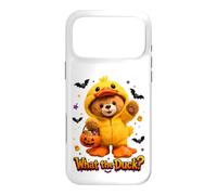 Carcasa para iPhone 17 Pro MAX What The Duck Halloween Teddy Bear Wearing Yeallow Duck