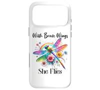 Carcasa para iPhone 17 Pro MAX with Brave Wings She Flies Dragonfly Rainbow Daisy Flower