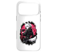 Carcasa para iPhone 17 Pro MAX Wolf Anime Girl Samurai Katana Rosa Negro Diseño Estético