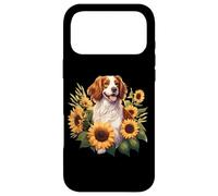 Carcasa para iPhone 17 Pro MAX Womens Girls Cute Funny Sunflowers Brittany Spaniel Lover