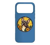 Carcasa para iPhone 17 Pro MAX Womens Girls Floral Flowers Round Black French Bulldog Lover