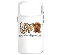 Carcasa para iPhone 17 Pro MAX Womens Girls Peace Love Heifer Scottish Highland Cow Lover