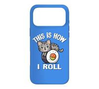 Carcasa para iPhone 17 Pro MAX Womens Kawaii Kids How I Roll Sushi Gray Tabby Cat Lover