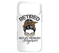 Carcasa para iPhone 17 Pro MAX Womens Messy Bun Retirement Shirt Not My Problem Anymore