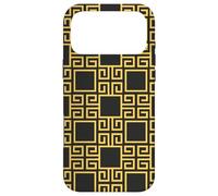 Carcasa para iPhone 17 Pro MAX Yellow Black Beige Square Spiral Greek Pattern