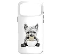 Carcasa para iPhone 17 Pro MAX Yorkie Dog Comiendo Ramen Pasta Instantánea Sketch Art