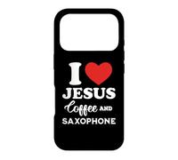 Carcasa para iPhone 17 Pro Me Encanta el café de Jesús y Tocar el saxofón para saxofonista