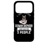 Carcasa para iPhone 17 Pro Me Gusta el café mi Perro Pastor alemán y Tal Vez 3 Personas