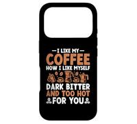 Carcasa para iPhone 17 Pro Me Gusta mi café Cómo me Gusta yo Oscuro Amargo y Demasiado Caliente
