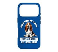 Carcasa para iPhone 17 Pro Mens Womens Humans Hurt My Head Happy Basset Hound Lover