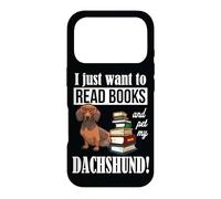 Carcasa para iPhone 17 Pro Mens Womens Just Want To Read Books and Pet My Dachshund Dog