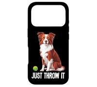 Carcasa para iPhone 17 Pro Mens Womens Kids Cute Just Throw It Red Border Collie Lover