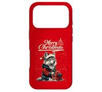 Carcasa para iPhone 17 Pro Merry Christmas Wolf Santa Hat Animal Cute Xmas Holiday