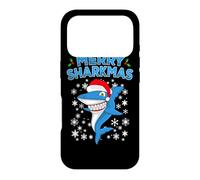 Carcasa para iPhone 17 Pro Merry Sharkmas Shark Santa Hat Funny Shark Lover Navidad