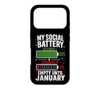 Carcasa para iPhone 17 Pro Mi batería Social vacía hasta enero Navidad Divertida